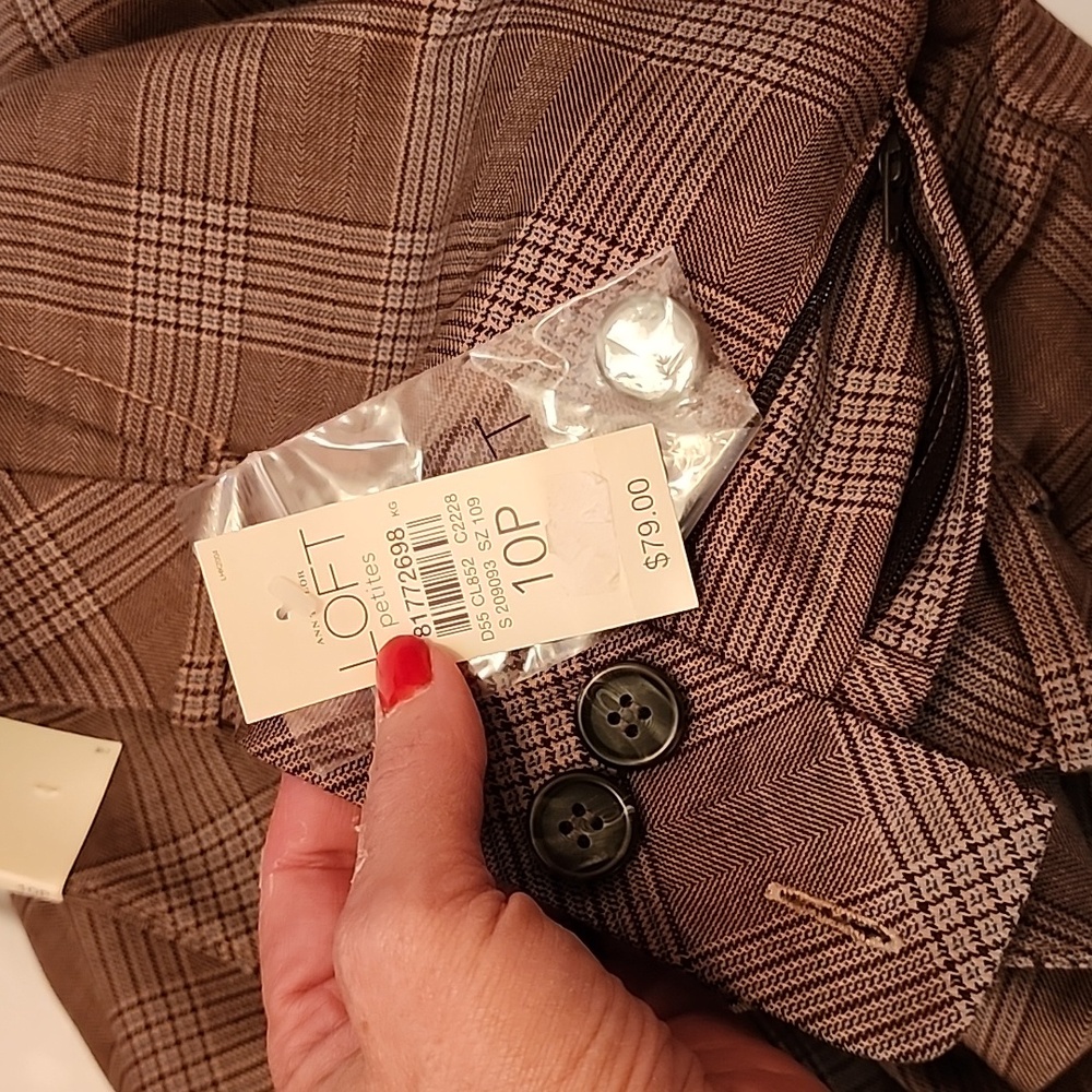 LOFT Petite Brown Plaid Pants - Picture 8 of 8